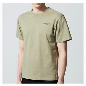 EUC The Kooples Men's Inverted Logo-Print T-Shirt Khaki Green Size L